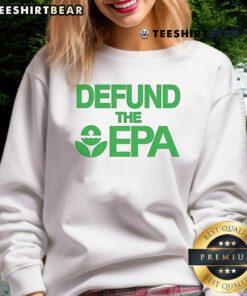 Stylish Nice Defund The EPA sweatshirt in black, featuring bold white text, perfect for eco-conscious fashion.