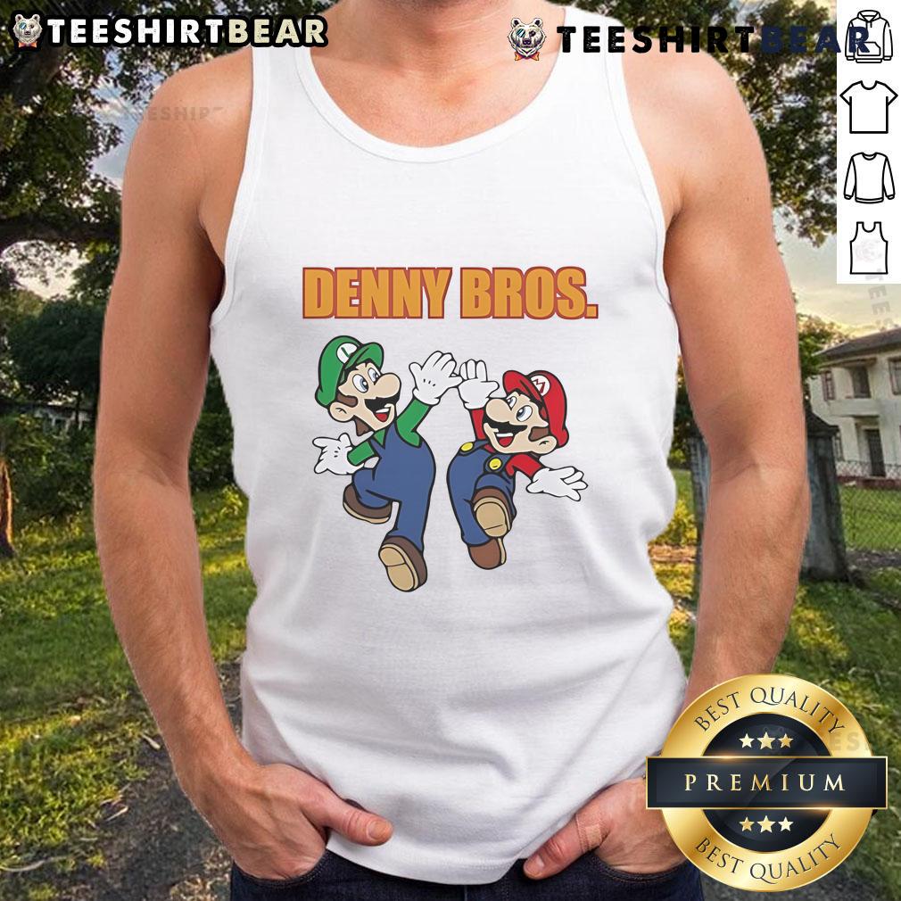 Nice Denny Bros Mario and Luigi 11 tank top featuring vibrant graphics of the iconic video game characters.