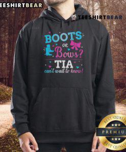 Gender reveal hoodie with 'Boots or Bows' design, perfect for celebrating the upcoming baby's gender.