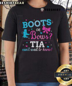 Nice gender reveal boots or bows tee for ladies, perfect for celebrating the exciting news of a babys gender!