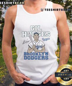 Nice Gil Hodges Brooklyn Los Angeles Dodgers signature tank top featuring classic baseball graphics and vibrant colors.