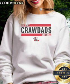 Nice Hickory Crawdads baseball logo sweatshirt featuring vibrant team colors and a stylish design for fans.