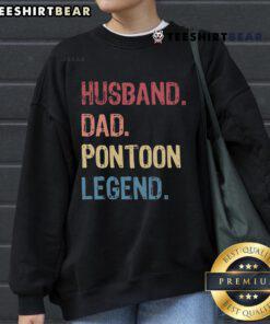 Nice Husband Dad Pontoon Legend Sweatshirt in navy blue, perfect for boating enthusiasts and family outings.