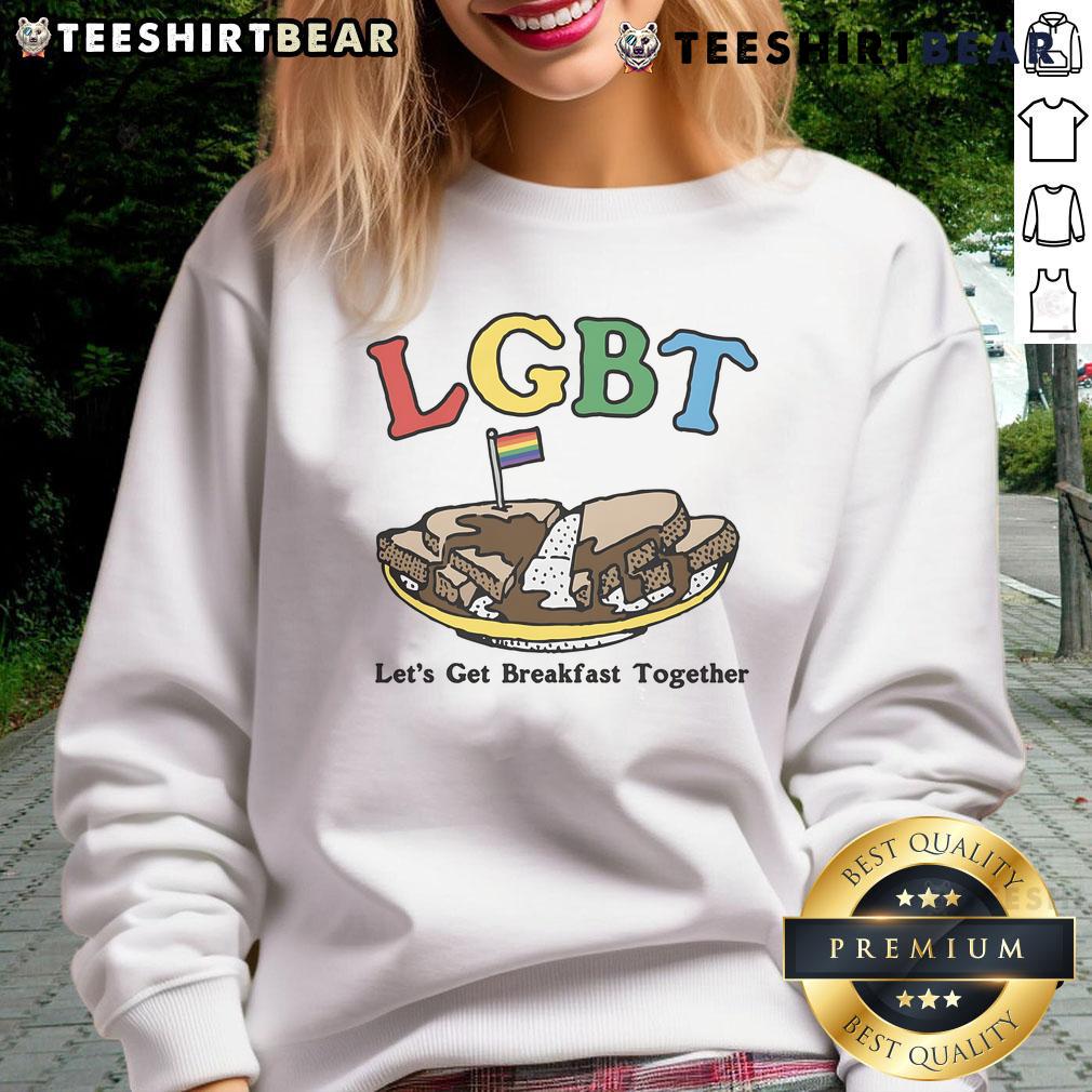 Colorful Nice LGBT 'Let's Get Breakfast Together' sweatshirt, perfect for pride events and casual outings.