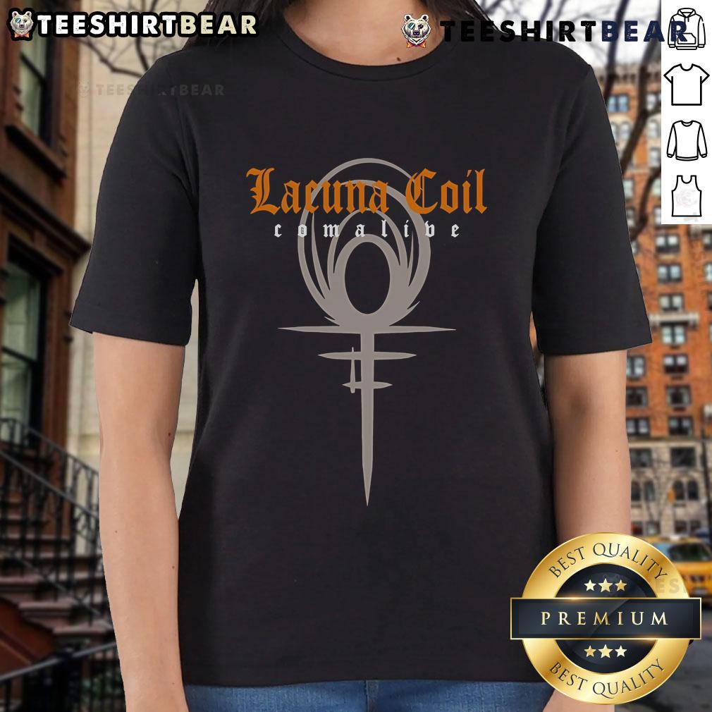 Nice Lacuna Coil Comalive Milan ladies tee featuring stylish design and vibrant colors for fans of the band.