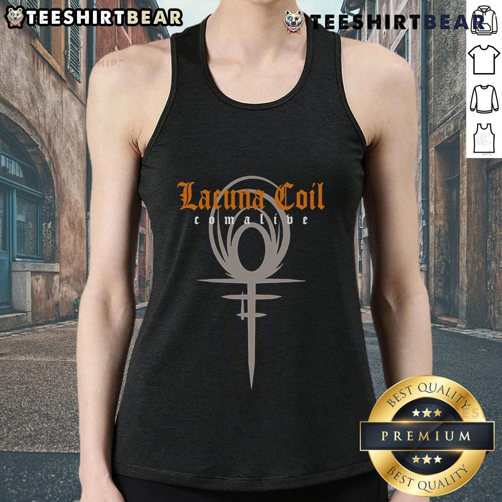 Stylish Nice Lacuna Coil Comalive Milan tank top featuring band logo and vibrant design, perfect for fans and collectors.