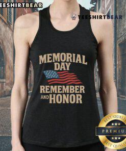 Nice Memorial Day Remember and Honor tank top featuring patriotic design for honoring veterans and celebrating freedom.