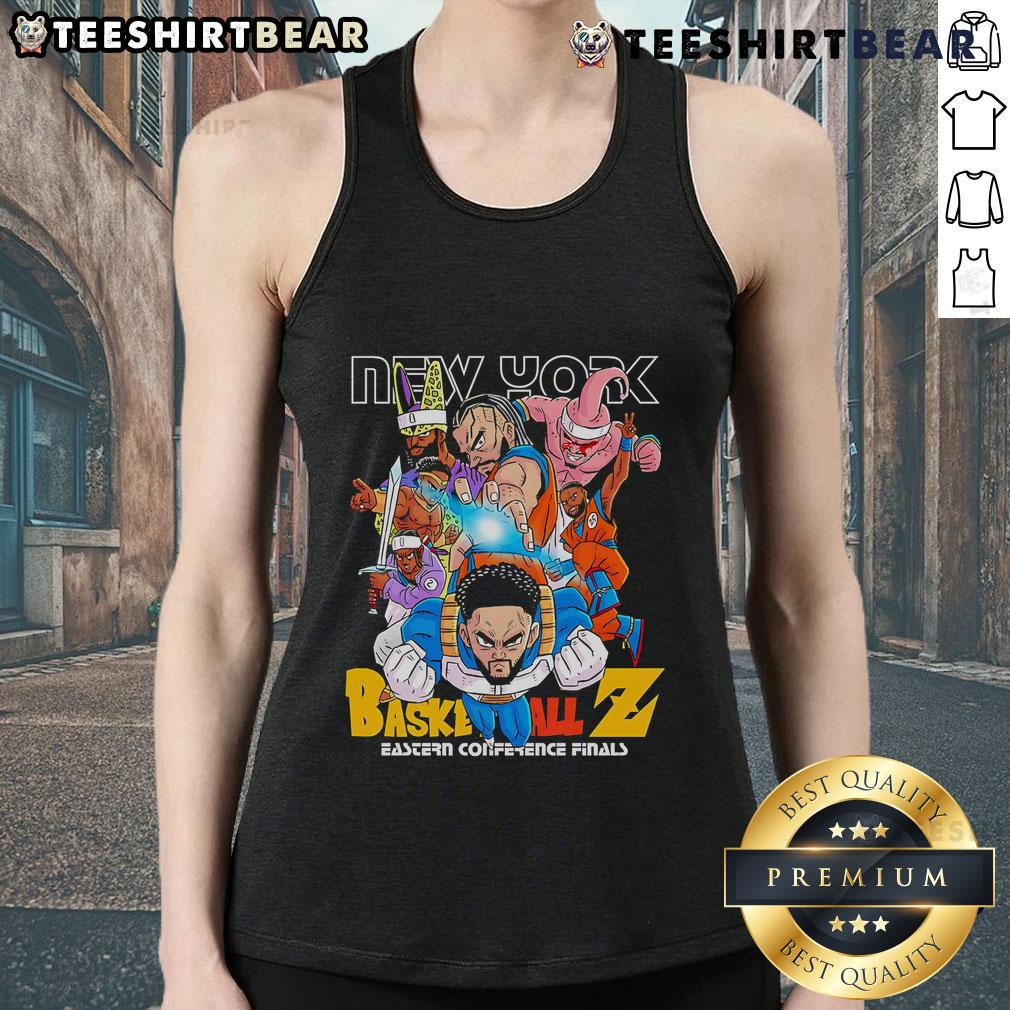 Nice New York Basketball Eastern Conference Finals Dragon Ball tank top featuring vibrant graphics and sporty design.