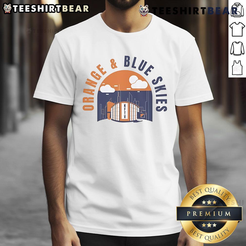 Nice New York Knicks Orange & Blue Skies T-Shirt featuring vibrant team colors and stylish design perfect for fans.