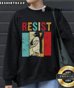 Nice Resist Resistance Penguin USA activism freedom protest sweatshirt featuring a playful penguin design.