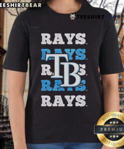 Nice Tampa Bay Rays logo repeat design on a stylish ladies tee, perfect for fans of the MLB team.