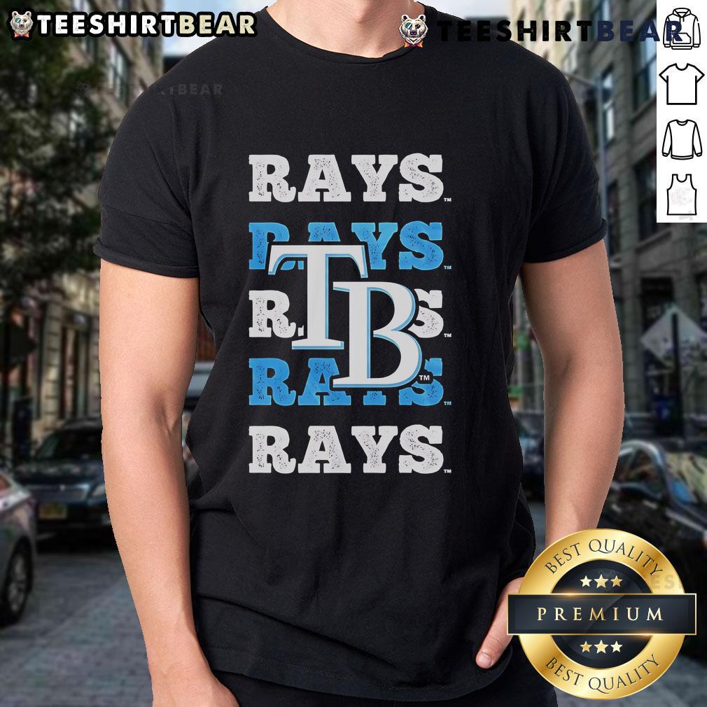 Alt Text: Nice Tampa Bay Rays Logo Repeat T-Shirt featuring the team's iconic logo in a stylish, repeated pattern design.