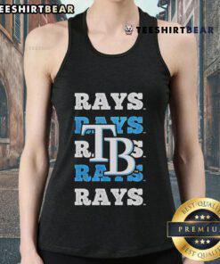 Stylish tank top featuring a repeated Tampa Bay Rays logo pattern, perfect for baseball fans and summer wear.