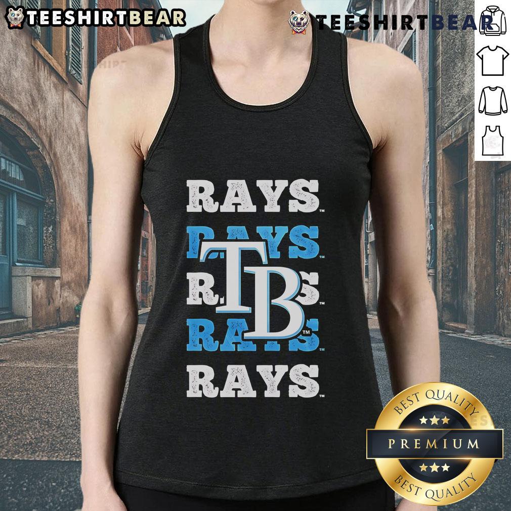 Stylish tank top featuring a repeated Tampa Bay Rays logo pattern, perfect for baseball fans and summer wear.