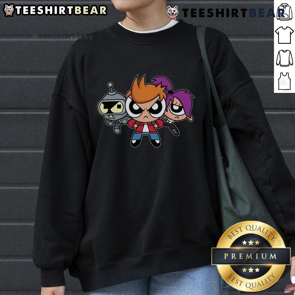 Nice The Planetpuff Express Futurama Sweatshirt featuring vibrant colors and iconic Futurama characters.