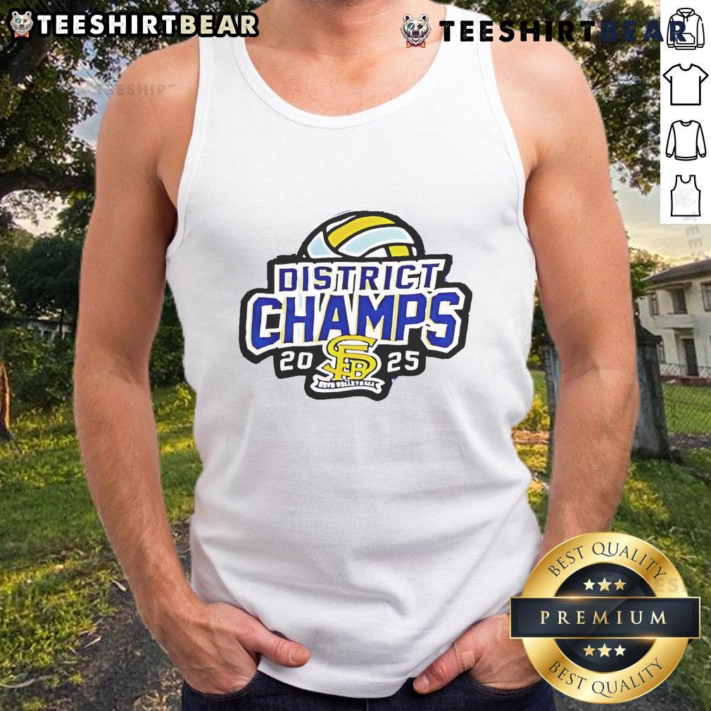 2025 District Championship volleyball tank top featuring vibrant design and team logo for fans and players.