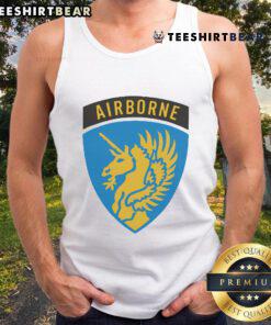 Official 1943 WWII US Airborne 'Lucky 13' tank top showcasing vintage military design and airborne insignia.