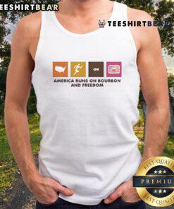 Official America Runs on Bourbon and Freedom Tank Top in stylish design, perfect for patriotic celebrations and casual wear.