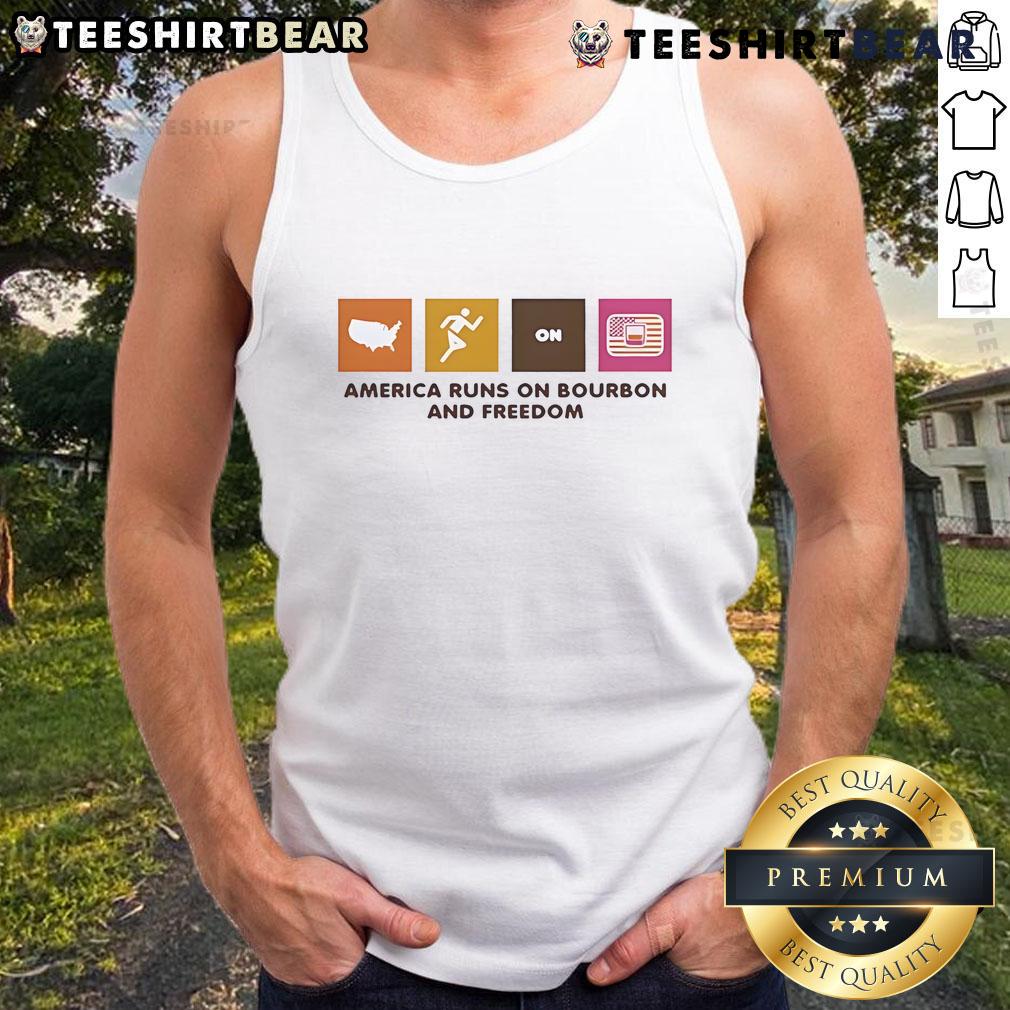 Official America Runs on Bourbon and Freedom Tank Top in stylish design, perfect for patriotic celebrations and casual wear.