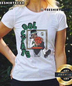 Official Boston Celtics Stadium Essentials NBA x Staycool mascot ladies tee in vibrant green, perfect for fans.