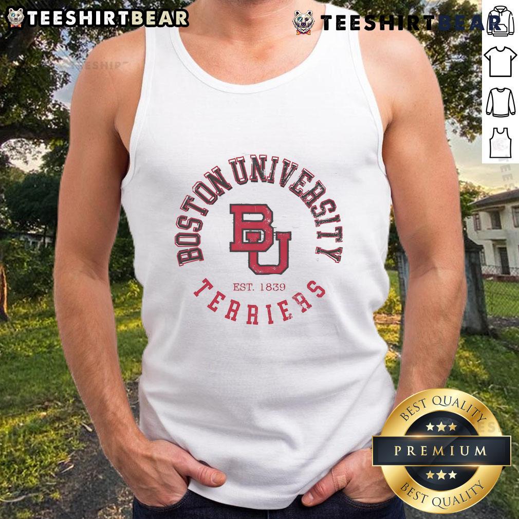 Vintage tank top featuring the Official Boston Terriers logo in a stylish circular design.
