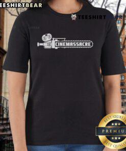 Alt Text: Official Cinemassacre logo on a Retroware ladies tee, featuring vibrant colors and a stylish design for fans.