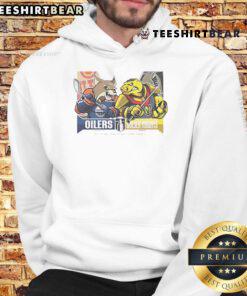 Official Edmonton Oilers vs Vegas Golden Knights 2025 hoodie featuring team logos for the Western Conference matchup.