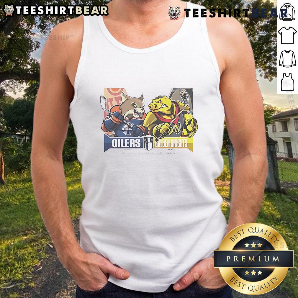 Official Edmonton Oilers vs Vegas Golden Knights 2025 2nd Round Matchup Western Conference tank top design