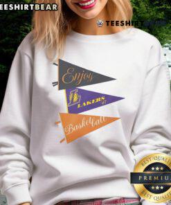 Alt Text: Official Enjoy Basketball X Los Angeles Lakers sweatshirt from the Hoop Enthusiast capsule collection, showcasing team spirit.