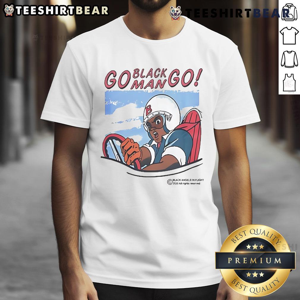 Alt Text: Official Go Black Man Go T-Shirt featuring bold graphics and a stylish design, promoting empowerment and pride.