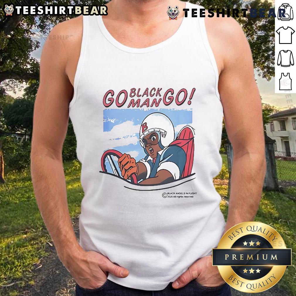 Official Go Black Man Go Tank Top featuring bold text design, perfect for showcasing pride and style.