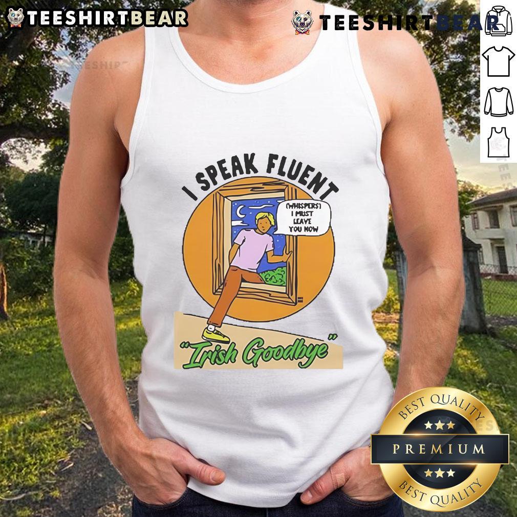 Ivory tank top with 'I Speak Fluent Irish' print, perfect for showcasing Irish pride and culture.