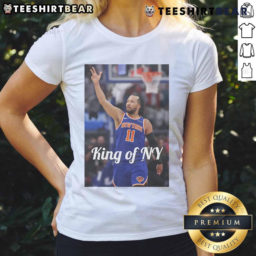 Alt Text: Official Jalen Brunson King of NY 2025 Ladies Tee featuring stylish design for fans of Jalen Brunson and NYC basketball.