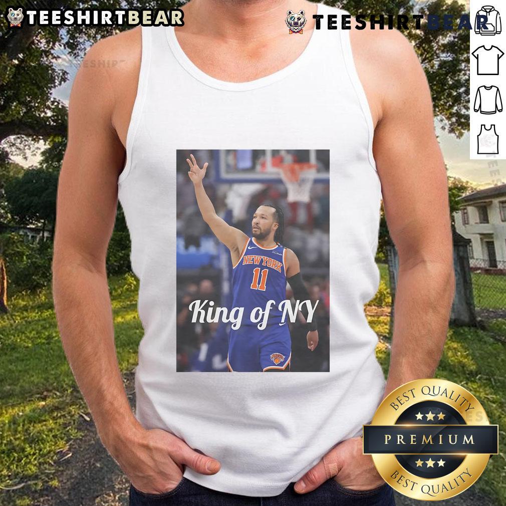 Official Jalen Brunson King of NY 2025 tank top featuring bold graphics, perfect for fans and summer wear.