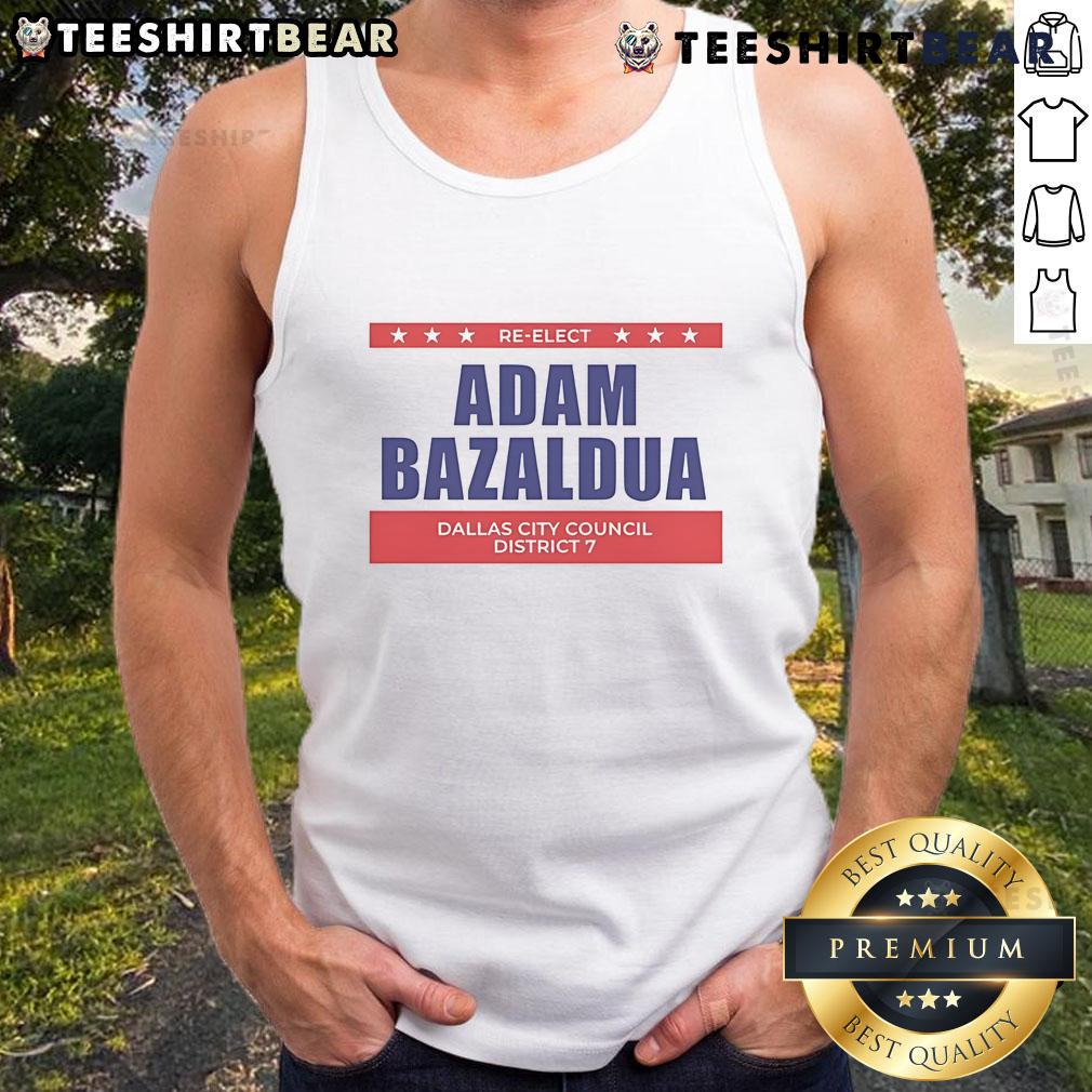 Jasmine Crockett and Adam Bazaldua campaign for re-election to Dallas City Council District, wearing branded tank tops.