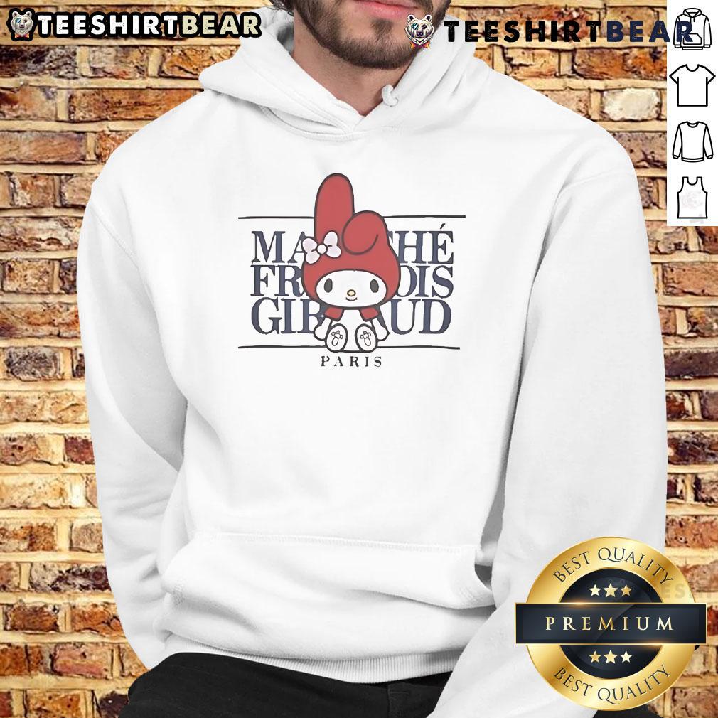 Official Marithe X My Melody Paris Hoodie featuring a cute design, perfect for fans of Sanrio and stylish streetwear.