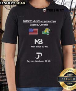 Official NMU vs The World 2025 Championships Ladies Tee featuring vibrant design and championship branding.
