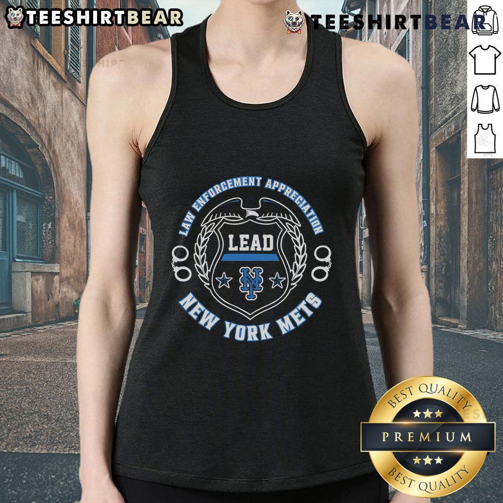 Alt Text: Official New York Mets Law Enforcement Appreciation Day 2025 tank top featuring team logo and patriotic design.
