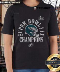 Official Philadelphia Eagles Super Bowl LIX Champions Ring Season Ladies Tee featuring team logo and vibrant design.