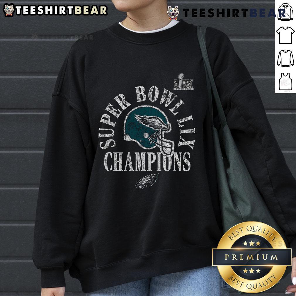 Alt Text: Official Philadelphia Eagles Super Bowl LIX Champions Ring sweatshirt featuring team logo and commemorative design.