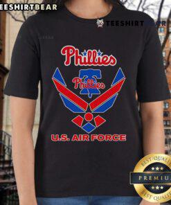 Official Phillies U.S. Air Force Ladies Tee featuring team logo and comfortable fit for women fans.