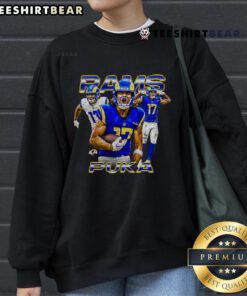 Official Puka Nacua Black Los Angeles Rams sweatshirt featuring a stylish design for fans of the notorious player.
