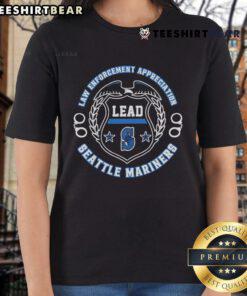 Official Seattle Mariners Law Enforcement Appreciation Day 2025 ladies tee featuring team logo and event graphics.