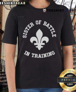 Official Sister of Battle In Training Ladies Tee featuring a stylish design for female Warhammer 40k enthusiasts.