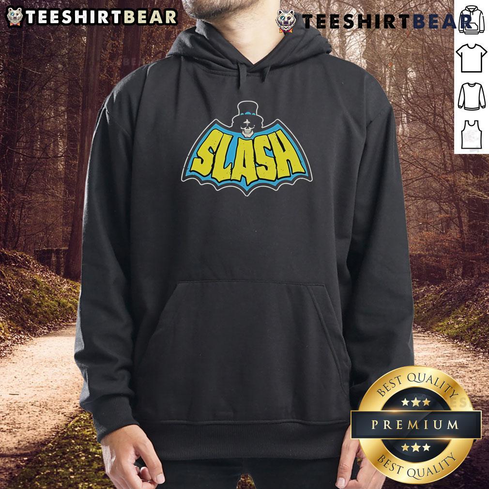 Official Slash Batman Hoodie featuring a bold graphic design, perfect for fans of superhero apparel and stylish comfort.