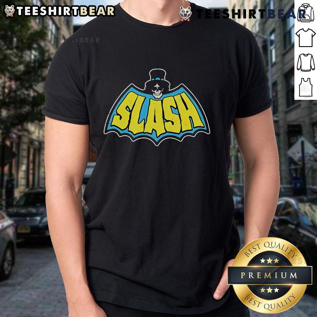 Official Slash Batman T-Shirt featuring iconic Batman logo and stylish design, perfect for comic fans and collectors.