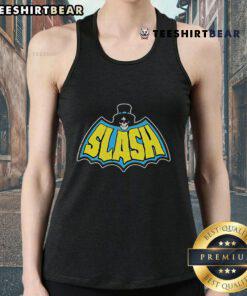Alt Text: Official Slash Batman Tank Top featuring a bold graphic design, ideal for fans of superhero apparel and casual wear.
