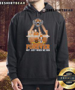 Alt Text: Official Snoopy and Charlie Brown Wests Tigers hoodie featuring Peanuts Forever, Not Just When We Win design.