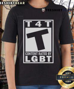 Official T4T Content Rated by LGBT Ladies Tee featuring vibrant design and inclusive message for LGBTQ+ pride.