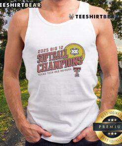 Alt Text: Official Texas Tech Red Raiders 2025 Big 12 Softball Conference Tournament Champions tank top in vibrant colors.